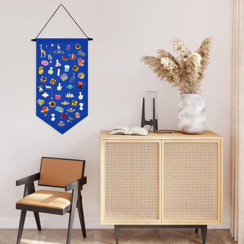 Kunyeah Wall Hanging Brooch Organizer Storage Case Colorful Canvas Pin Board Stand Enamel Pin Badge Hanging Holder Display Banner Earrings Collect...