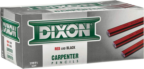 DIXON Industrial Carpenter Pencils, Soft Graphite Core, Red/Black, 7", 12-Pack (19971)...