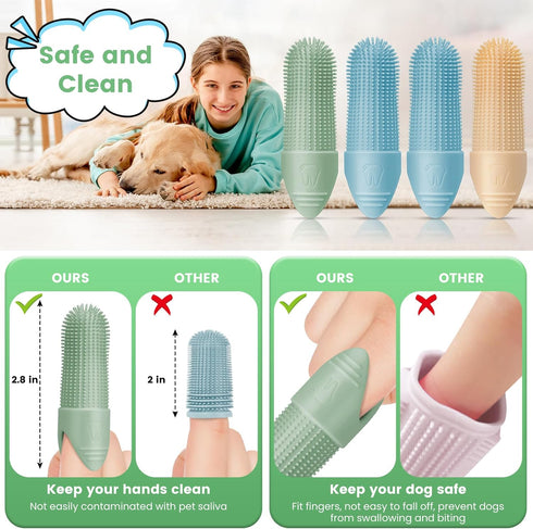 Dog Toothbrush, 2 Pack Dog Tooth Brush, 360° Cleaning Finger Toothbrush for Dogs, Food Grade Silicone Dog Finger Toothbrush Fits Most Fingers, Too...