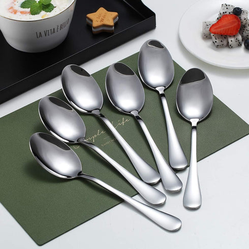 Dinner Spoons, Kyraton 6 Pieces 7.5" Stainless Steel Table Spoon, Soup Spoons, Dessert Spoons Sliverware Dishwasher Safe Set of 6...