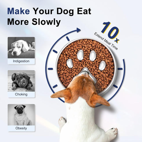 Slow Feeder Dog Bowls 304 Stainless Steel, 2 Cups Metal Food Bowls, Water Bowl for Small & Medium Sized Dogs, Fun Bloat Stop Pet Fast Eaters...