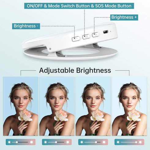 Benbilry Clip On Selfie Ring Light, Compatible with iPhone 15/14/13/12 Series, Rechargeable Mini Circle Lights with 3 Modes / 4-Level Brightness f...