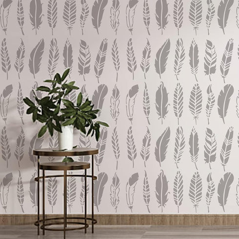 2pcs Feather Stencils Feather Painting Drawing Stencils 8.3×11.7inch Decorative Stencils for Painting on Walls Canvas Wood Furniture Crafts...