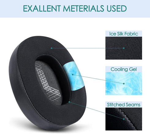 GVOEARS Cooling Gel Replacement Ear Pads for JBL Live 650/660BTNC E65BTNC Headphone, Ear Pads with Memory Foam and Breathable ICE Silk Fabric (Bla...