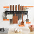 Wall Mount Utensil Rack, 15.7inch Stainless Steel Kitchen Knife Utensil Holder, Cookware Cutlery Holder Utensil Wall Shelf with Hooks for Spoons, ...