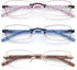 3 Pack Rimless Reading Glasses for Women Blue Light Blocking Readers Tinted Edge Spring Hinge Pattern Print Arm Eyeglasses Mix 4.00...