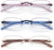3 Pack Rimless Reading Glasses for Women Blue Light Blocking Readers Tinted Edge Spring Hinge Pattern Print Arm Eyeglasses Mix 2.50...