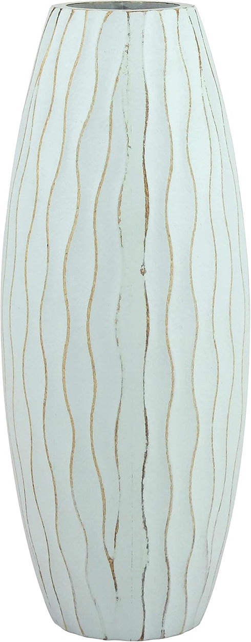 Stonebriar Vintage Textured Pale Ocean Blue Tall Wooden Vase...