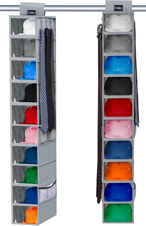 VAESIDA Hat Rack - 10 Shelf Upgraded Version Hat Organizer for Closet with Dust Shield & Side Mesh Storage Pockets - Hat Holder & Hat Racks for Ba...
