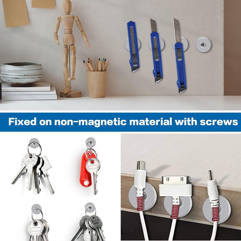 LOVIMAG Small Magnets, Neodymium Magnets Strong with Countersunk Hole Matching Screws, 70 Pack Refrigerator Magnets for Whiteboard, Tool Room, Sci...
