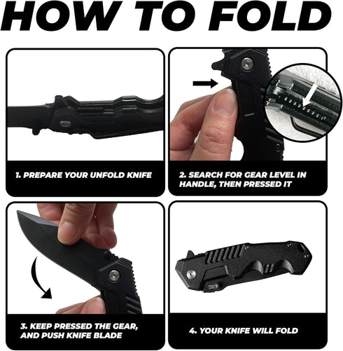 Pocket Folding Knife set with Hunting Stainless Steel Clip Point Lock Blade Knives and Lightweight Lockback Multi-Tool for Camping, Outdoor, Hunti...