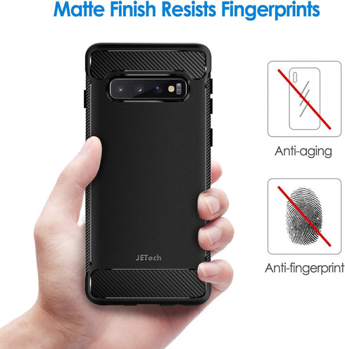 JETech Slim Fit Case for Samsung Galaxy S10, Thin Phone Cover with Shock-Absorption and Carbon Fiber Design (Black)...