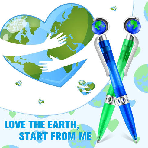 Teling Earth Pens Retractable Cute Globe Pens Bulk 1.0 mm Tellurion Shape Earth Day Pens Black Ink World Ballpoint Pens for Kids Adults Accessorie...