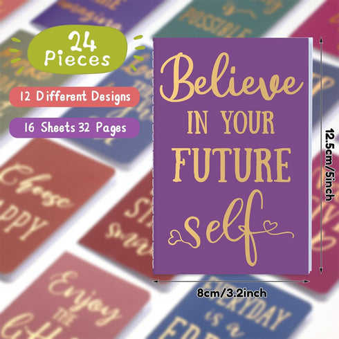 Zonon 24 Pcs Mini Colorful Notebooks Bulk Gifts, Funny Motivational Journals Notepads Inspirational Notepads Kids Small Pocket Notebook Teacher Sc...