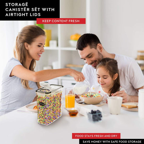DWËLLZA KITCHEN Cereal Containers Storage 4 Pack 135 fl. oz Cereal Dispenser Airtight Food Storage Containers BPA-Free Pantry Organization and Sto...