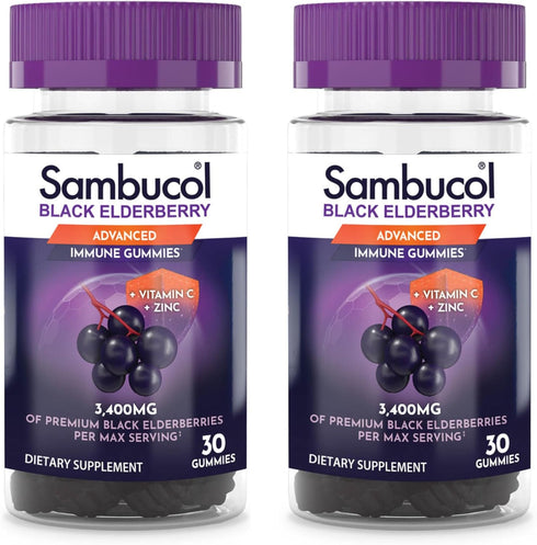Sambucol Black Elderberry Gummies with Vitamin C & Zinc - Sambucus Elderberry Gummies for Immune Support, High Antioxidants, Gluten Free, Vegan, E...