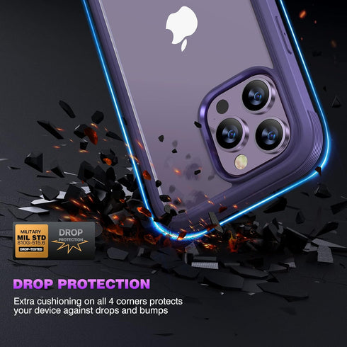 Diaclara Designed for iPhone 14 Pro Case 6.1’’, Full Body Rugged Protective Case+2 Pack Camera Lens Protector w/Built-in Touch Sensitive Anti-Scra...
