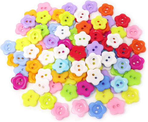 Honbay 100PCS Resin Flower Buttons 2 Holes Buttons Plastic Flower Sewing Buttons Decorative Buttons for Skirts, Gloves, Sweaters, Shirts, Hats, Sc...
