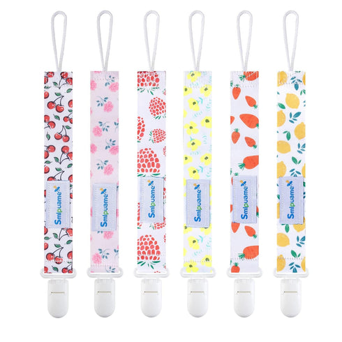 Smlpuame Pacifier Clip Girl,6 Pack Stylish Binky Clips Strap for Baby Girls,Paci Holder with Clip Lightweight Universal Fits Most Pacifiers Teethe...