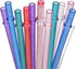 Dakoufish 12 Piece 12 Inch Glitter Sparkle Reusable Straws Made Of Food Grade Hard Thick Tritan Material Plus One Cleaning Brush (12inch,6color)...
