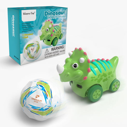 Interactive Dinosaur Toy Car, Electronic Dinosaur Car with Smart Follow Ball and Gesture Control, Rechargeable, Dino Toys for 3 Year Old Boys Girl...