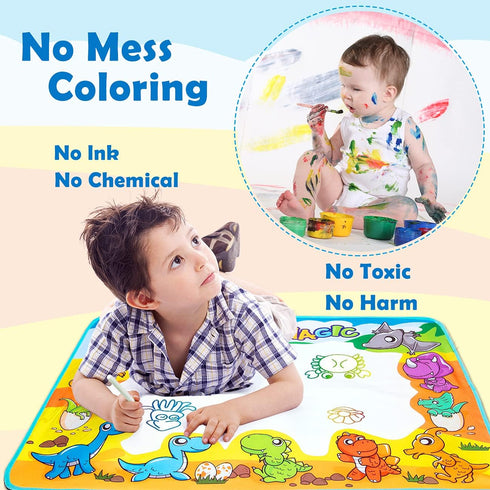 Kids Toys Water Doodle Mat: Dinosaur Painting Coloring Pad for Toddlers 1-3 - Aqua Magic Drawing Board for 2 3 4 Year Old Toddler Arts and Crafts ...