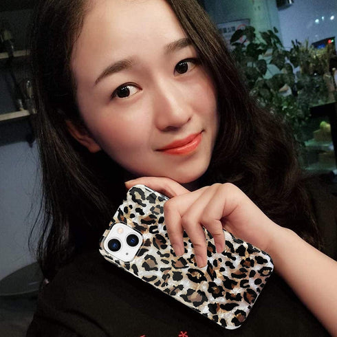 J.west Case Compatiable with iPhone 13 6.1 inch,Sparkly Animal Leopard Print Pattern Vintage Cheetah Design Glitter Translucent Clear Soft TPU Sli...