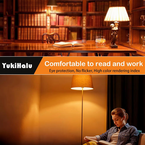 YukiHalu LED Amber Light Bulbs, A19 1800K E26 800Lm, 60W Equivalent Soft Warm Sleep Light Bulbs for Healthy Sleep, Baby Nursery Light, Bedroom Nig...