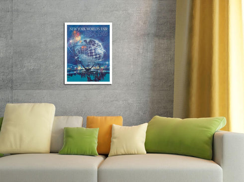 1964 New York World’s Fair - Unisphere Globe - Vintage Travel Poster by Bob Peak - Fine Art Matte Paper Print (Unframed) 11x14in...