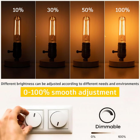 Dimmable E26 LED Edison Tubular Light Bulbs 40W, 4.96 inches T10 T30 4W 350Lumens Vintage Light Bulbs,2200K Soft White Flicker-Free for Chandelier...