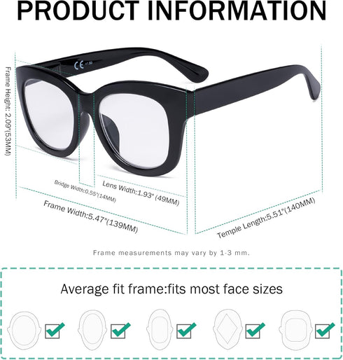 Eyekepper 5 Pack Oversized Reading Glasses - Retro Readers for Women Include Sunshine Readers +2.50...