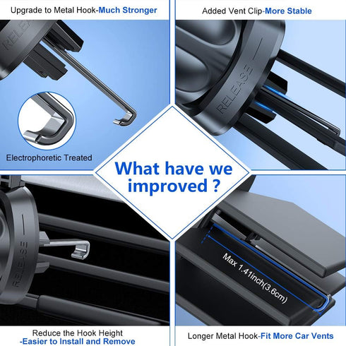 Miracase Upgraded-2nd Generation Universal Phone Holders for Your Car, Hands Free Air Vent Car Phone Holder Mount Compatible with iPhone 16/15/14/...