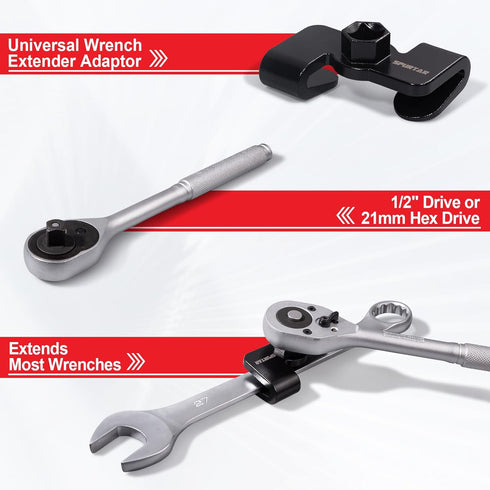Spurtar Wrench Extender Tool for 1/2" Drive or 21 mm Hex Drive, Wrench Extension Adjustable Wrench Adapter with Heat Treatment for Cheater Bar...