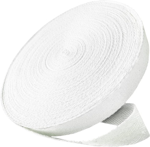 Abbaoww 50 Yards Cotton Twill Tape Ribbon 1 Inch, Soft Natural Webbing Tape Herringbone Tape for Sewing DIY Craft, White...