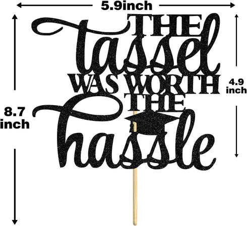 The Tassel was Worth The Hassle Cake Topper, Congrats Grad 2025 Graduation Party Decorations Supplies - High School/College/Master Graduate Photo ...
