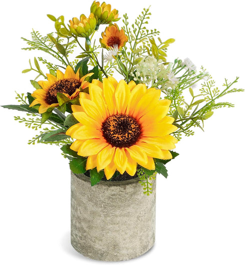 COCOBOO Sunflower Artificial Flowers Pot, Sunflower Decor, Yellow Fake Flower in Pots, for Home Bathroom Kitchen...