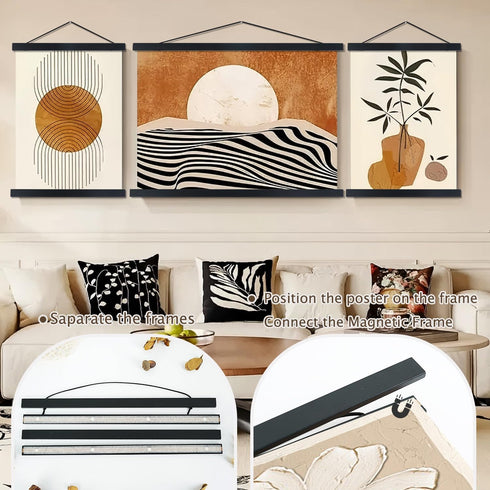 Artmag Magnetic Poster Hanger Frame, 24x36 24x32 24x18 Light Wood Wooden Magnet Canvas Artwork Print Poster Hangers Frames Hanging Kit (Black, 24"...