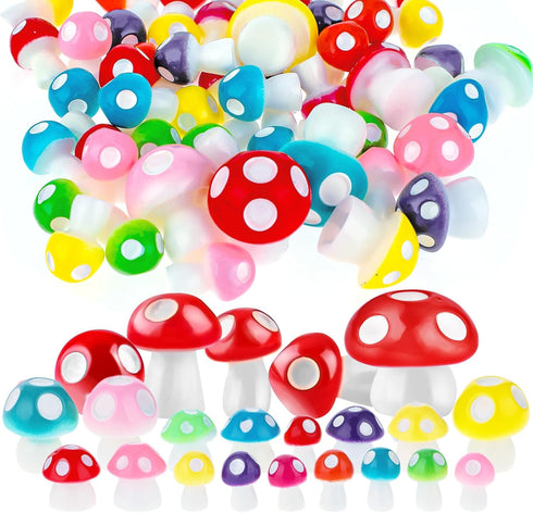 50 Pcs Bulk Cute Tiny Mushrooms, Colourful Mini Figurines Little Mushroom Mushroom Model Decoration Indoor Outdoor Decor Garden Mushroom Landscape...
