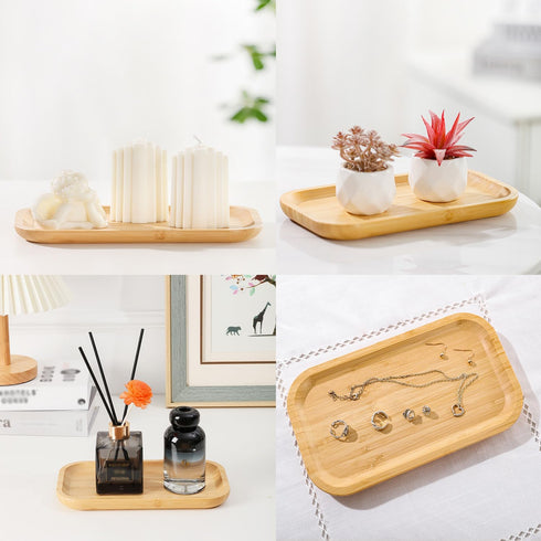 9.84" Small Bamboo Vanity Tray, Bathroom Tray Countertop Organizer Tray for Candle Perfume Soap Dispenser Jewelry Keys, Moso Bamboo...