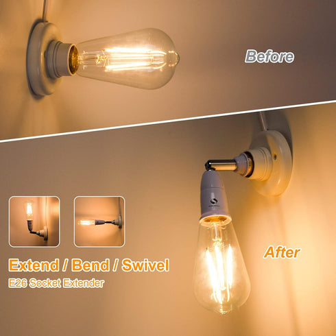 RONG&LAN E27 Flexible Light Bulb Lamp Socket Adapter Extender/Adjustable Edison Bulb Socket Extension for Home Light Fixtures/LED Grow Light Socke...