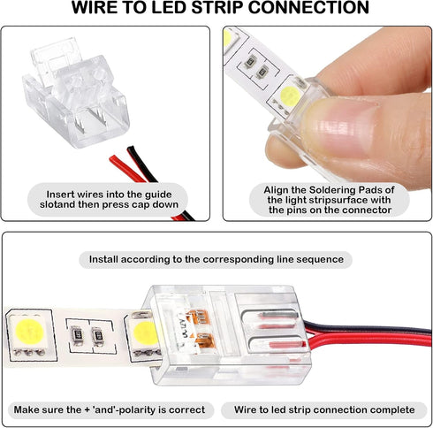 40 Pieces RGB LED Light Strip Connectors Unwired Gapless Solderless Adapter Terminal Extension Waterproof LED Light Adapter Transparent Led Strips...