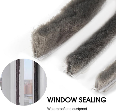 16 Ft (5m) 196 Inch Sliding sash Windows Doors Tape Pile Draught excluder Brush Seal Strip weatherstrip 7mm x 6mm (7/24 1/4 Inch, Gray)...