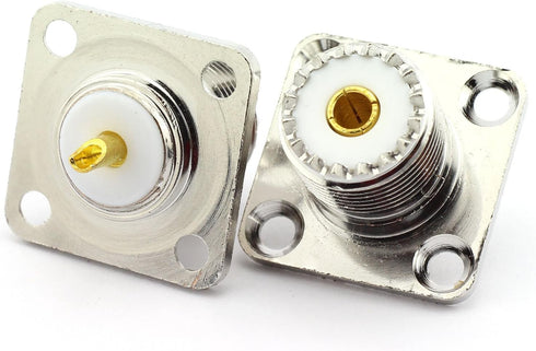 DHT Electronics 2PCS UHF Female SO239 Jack 4 holes Panel Chassis Mount Flange Solder Cup Connector...