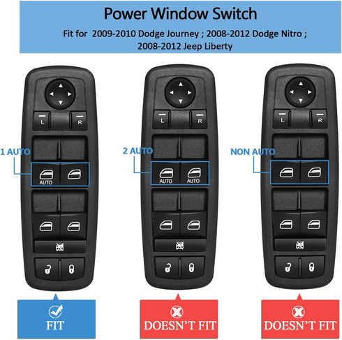 Front Driver Side Master Power Window Switch Door Lock Main Control Button Automotive Interior Trim Compatible with 2008-2012 Dodge Journey & Nitr...
