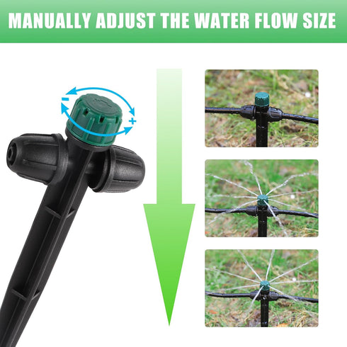 Drip Irrigation Emitters for 1/4" Drip Tubing,Adjustable 360 Degree Automatic Irrigation Drippers on 5" Arrow Stake for 4-7mm Irrigation Watering ...