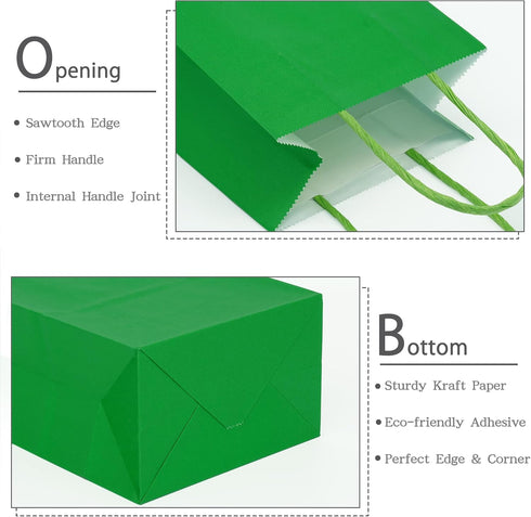 AZOWA Gift Bags Medium Kraft Paper Bags with Handles (7.5 x 3.9 x 9.8 in, Green, 12 Pcs)...