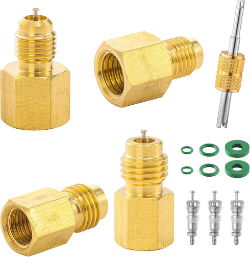 R1234YF Refrigerant Tank Adapter, R1234YF Vacuum Pump Adapter Fitting, R12 to R1234YF Adapter with 1/2 LH to 1/4 Flare for Refrigeration System...
