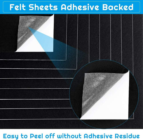 Adhesive Felt Sheet, Shynek 12 Pieces Black Felt Fabric Adhesive Sticky Back Felt Sheets for Art and Craft Making...