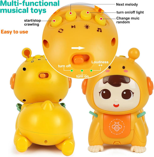 Baby Toys 1 2 years old, Infant Toys with Musical and Light, Early educational toys for toddlers, Baby Crawling Toys 18 Months (Yellow)...