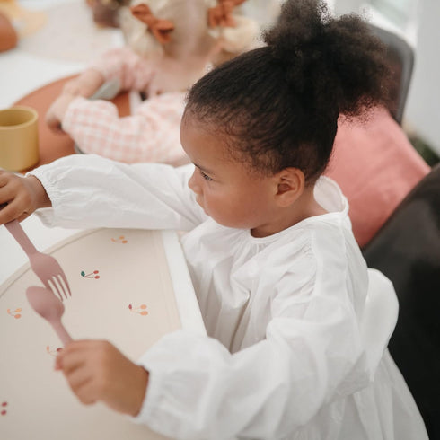 mushie Flatware Fork and Spoon Set For Kids | Made in Denmark (Blush)...